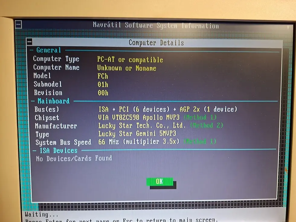 Thumbnail: Super Socket 7 Lucky Star 5MVP3 rev 4.0 MoBo with CPU Cyrix  233MHz & 64MB RAM