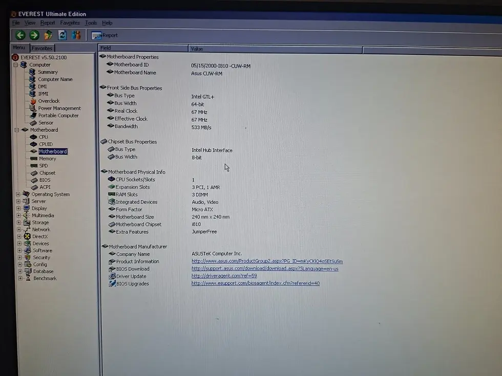 Thumbnail: PGA370 ASUS CUW-RM i810 MoBo with CPU Celeron 533MHz & I/Oshield