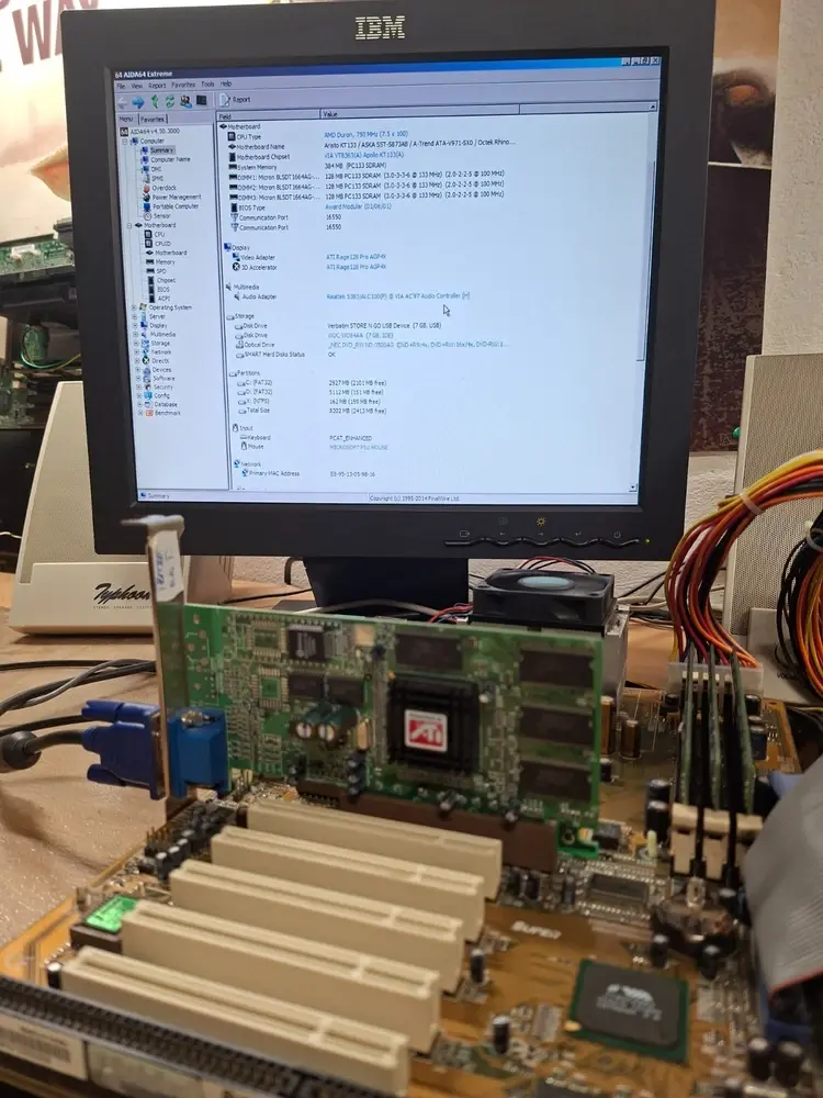 Thumbnail: Socket 462/A PCPartner K133ASA-970 MoBo VIA KT133 chipset with CPU & I/Oshield