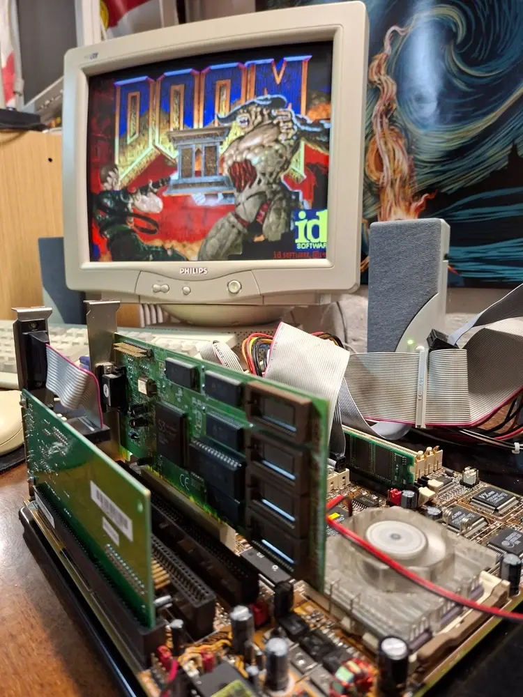 Thumbnail: Socket 7 PCChips/Hsin Tech M537DMA33 Motherboard with CPU Pentium 150MHz, 32MB