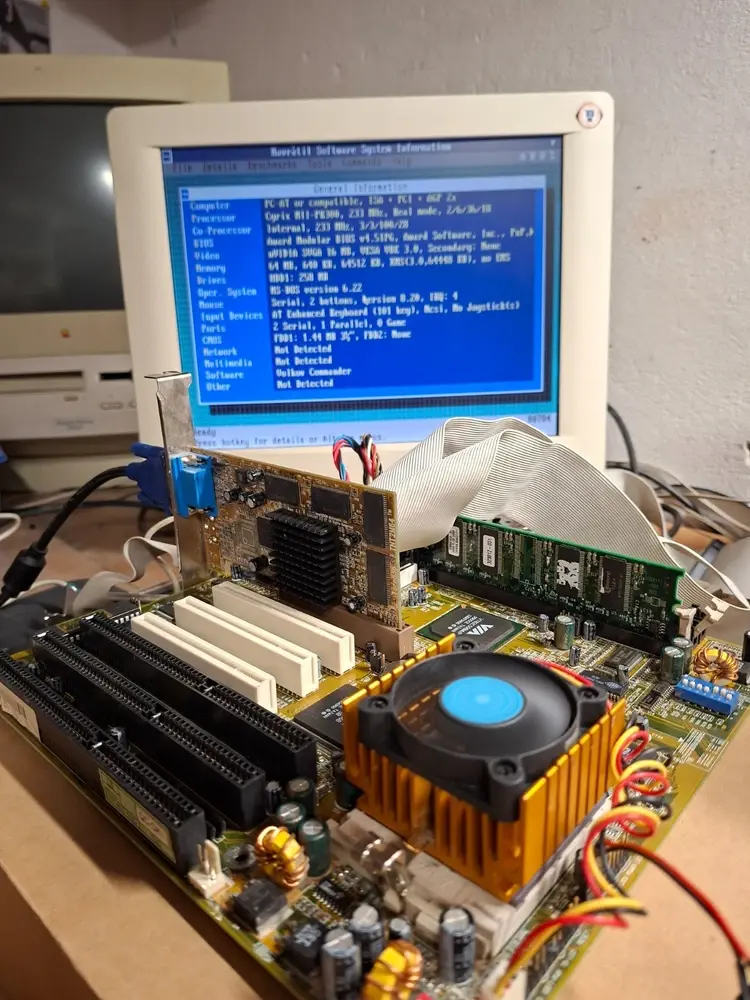 Thumbnail: Super Socket 7 Lucky Star 5MVP3 rev 4.0 MoBo with CPU Cyrix  233MHz & 64MB RAM
