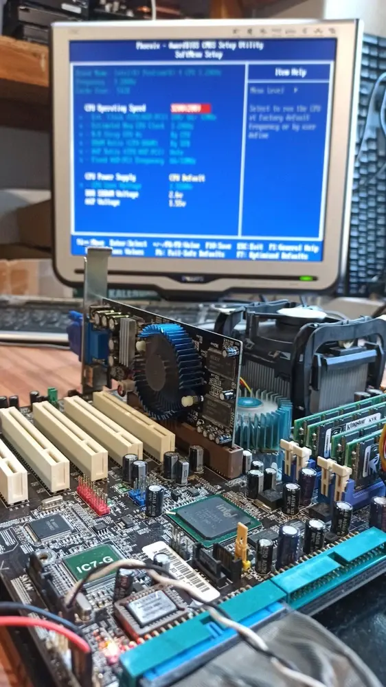 Thumbnail: PGA478 Abit IC7-G i875P chipset MoBo with CPU P4 3.2 GHz, I/O shield & cables