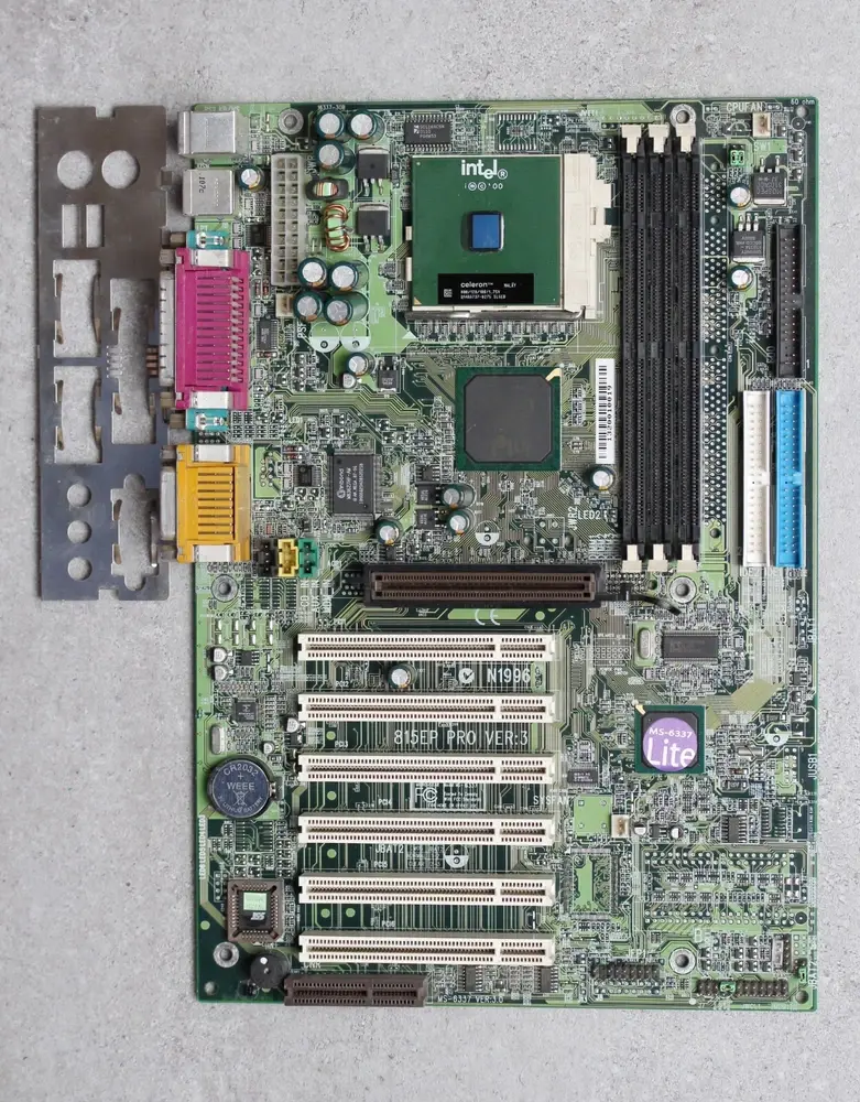 Thumbnail: PGA370 MSI 815EP PRO v3 Motherboard i815EP chipset with Celeron 800 & I/O shield