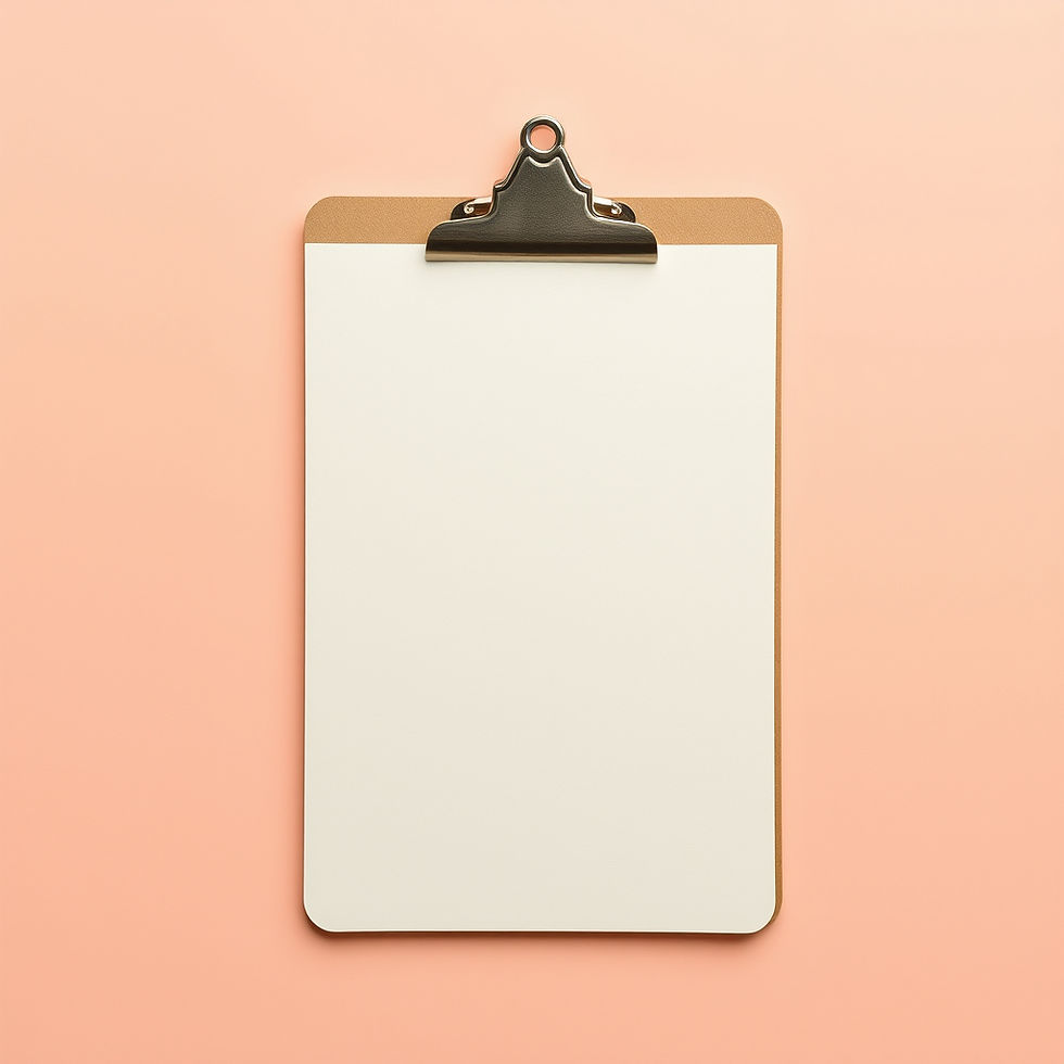 empty wood clipboard vertical peach color background.jpg