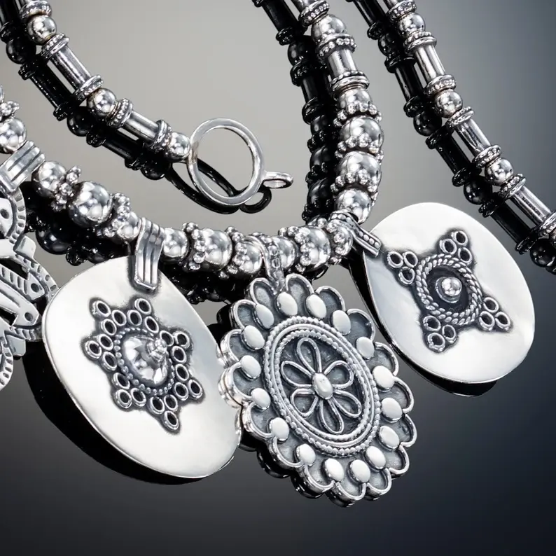 Thumbnail: Ethnic coin necklace made of 925 silver