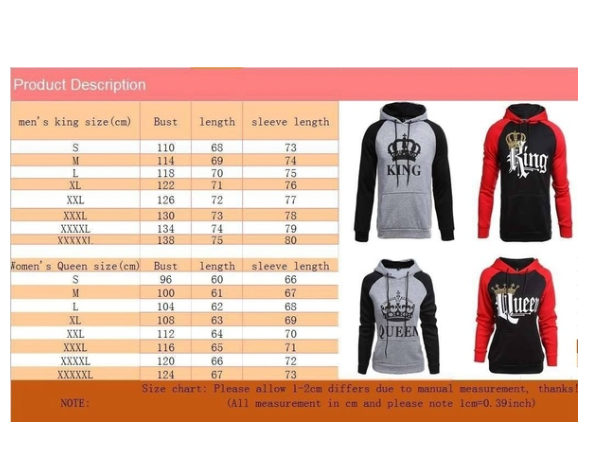 Miniatura: Sudadera capucha amante del rey y la reina