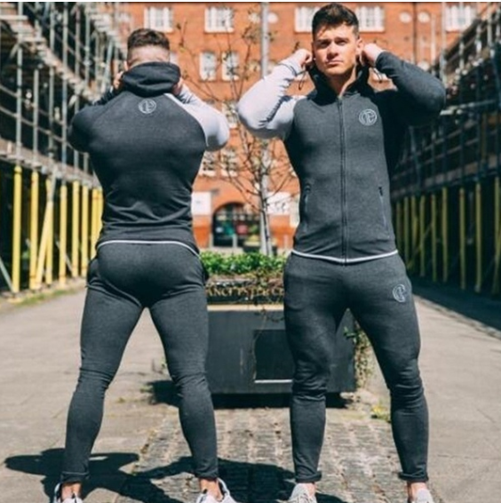 Miniatura: Moda nuevo deporte hombres GYM suéter manga larga musculación algodón con capuch
