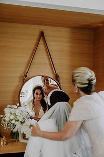Bride final makeup with mom