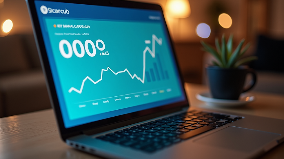 Close-up view of a laptop screen showing crowdfunding campaign statistics