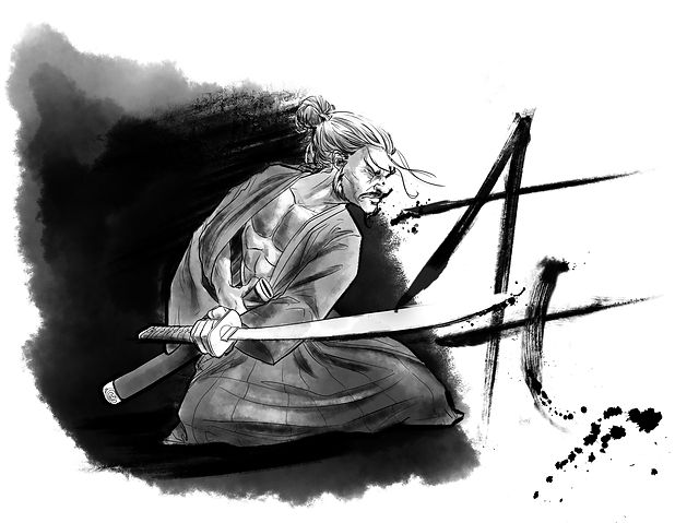 Ronin Anwar Art Ink Wash Sumi-E Samurai