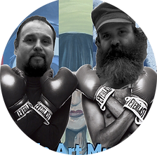 Image of Xavier Lopez and Ryan Henry Ward in boxing gloves