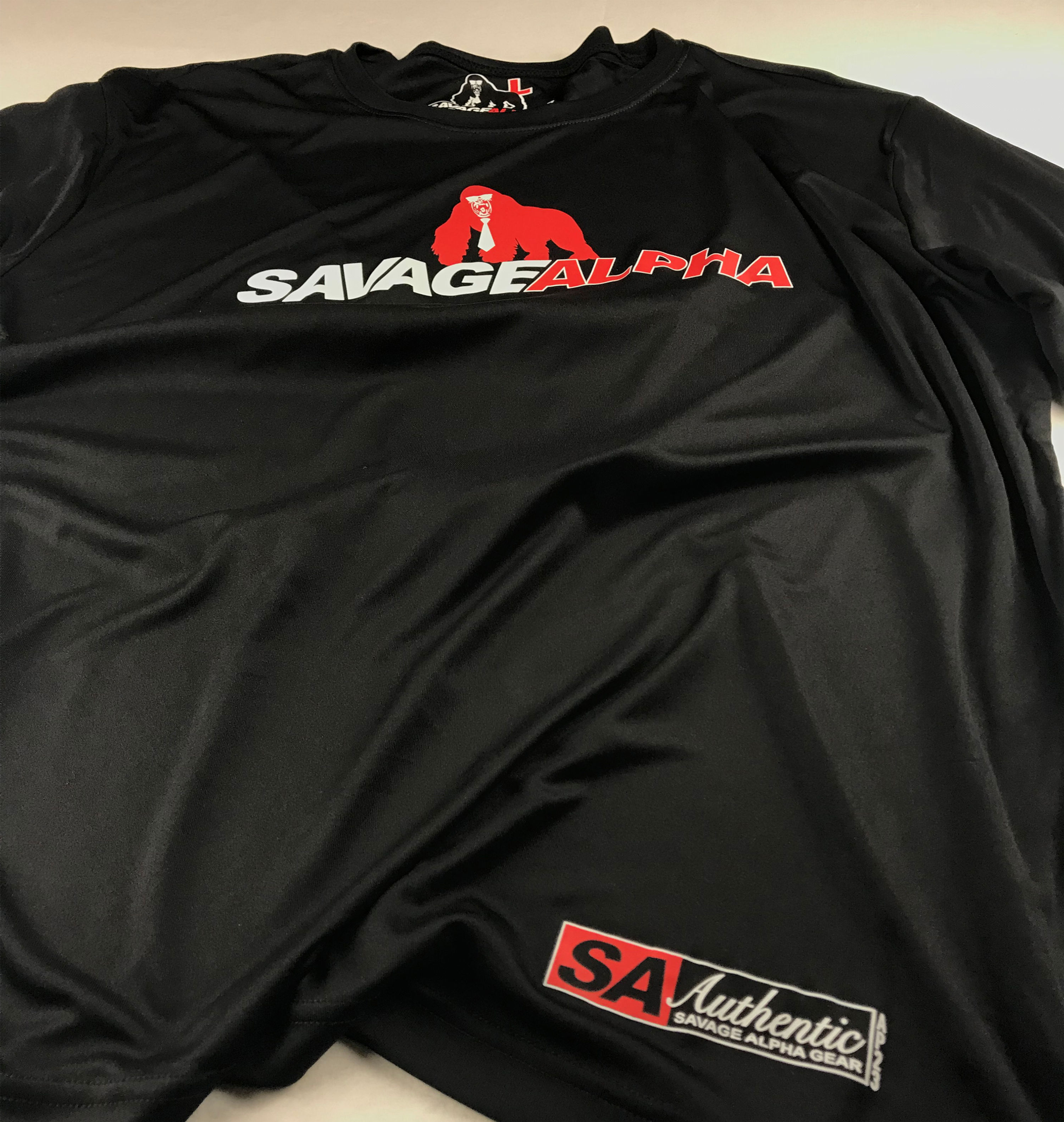 Red Scream Back on Black Short Sleeve Moisture Wicking Tee