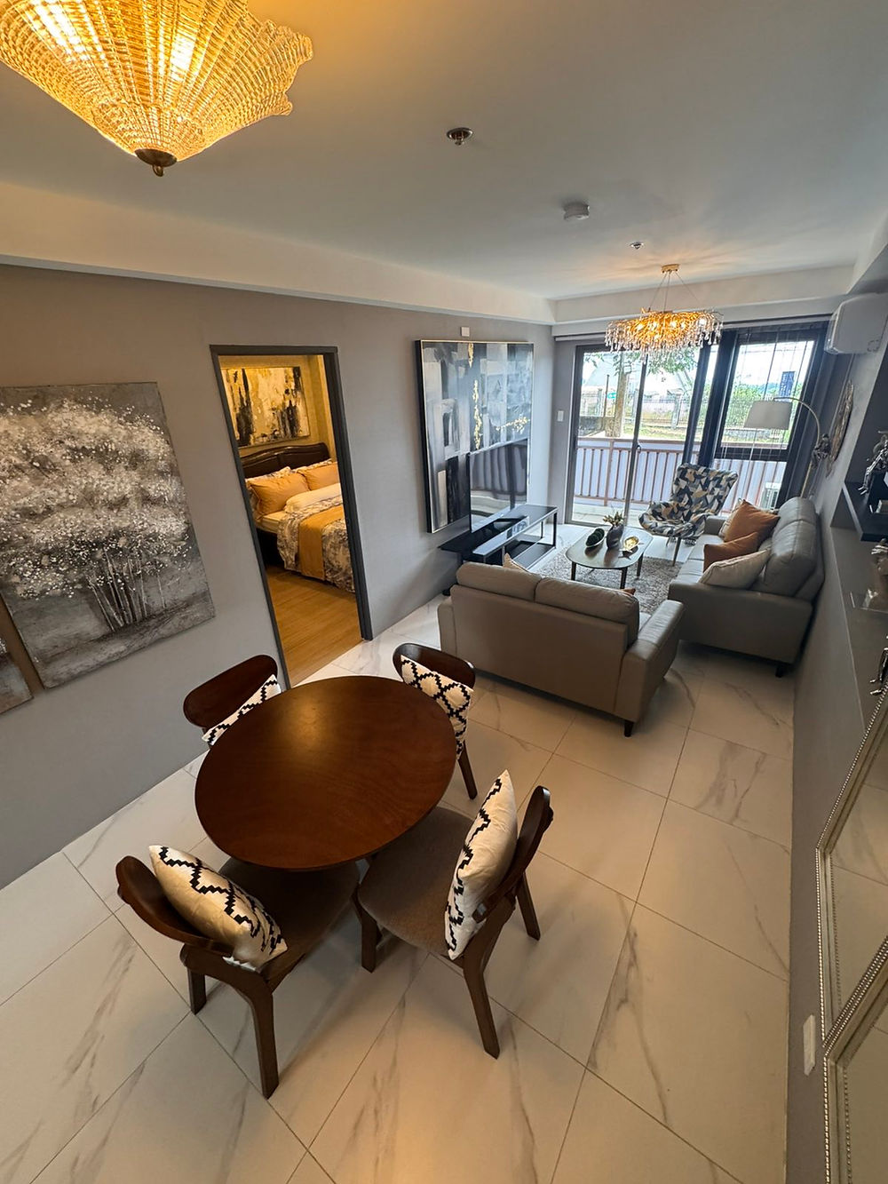 Modern living and dining area in a 1 bedroom condo Tagaytay