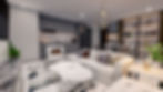 Modern open concept living area in a 2-bedroom unit