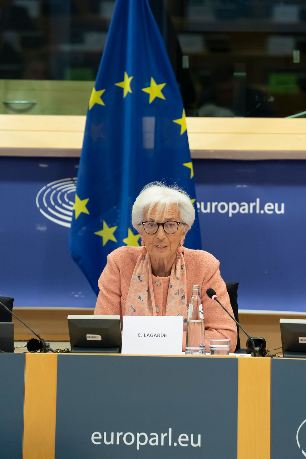 ECB-president Christine Lagarde tijdens een monetaire dialoog in het Europees Parlement in 2025.