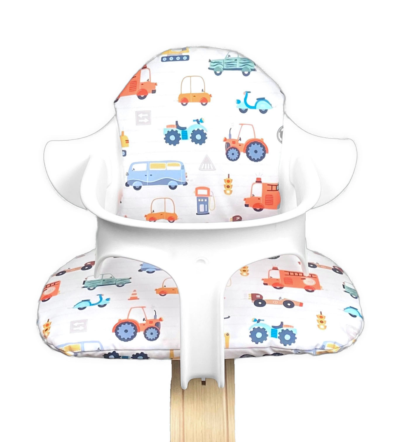 Stokke  Nomi Sitzkissen Kissen weiß Autos Bagger LKW abwaschbar
