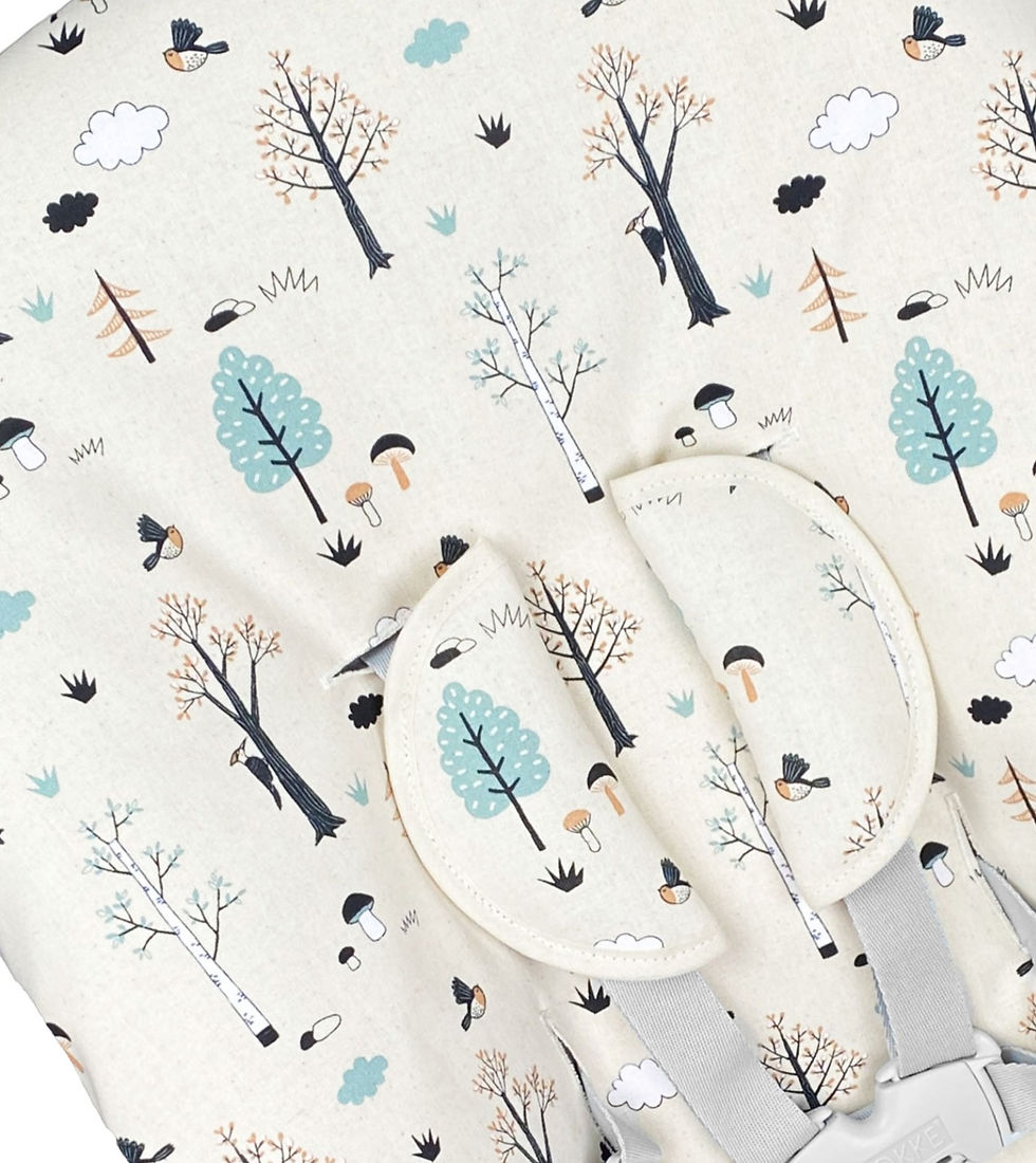 Stokke Newborn Bezug Bio Baumwolle Waldtiere beige