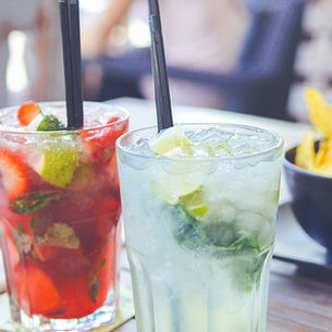 spring cocktails on a table