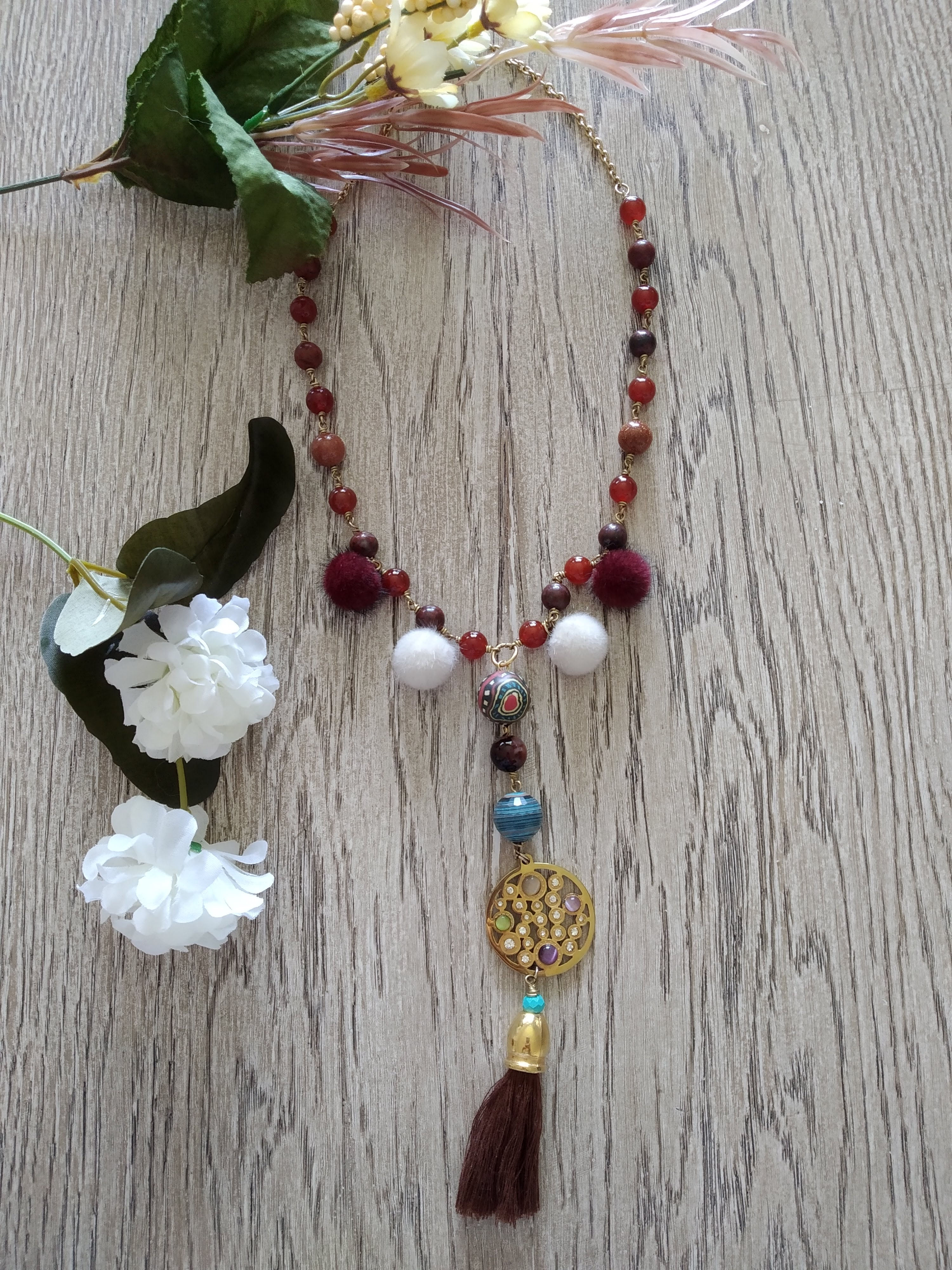 Collar y Aretes en Plata y Piedras Naturales