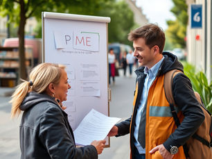 Manager PME échangeant avec son équipe lors d’un recrutement PME urgent dans un environnement de travail moderne et humain.