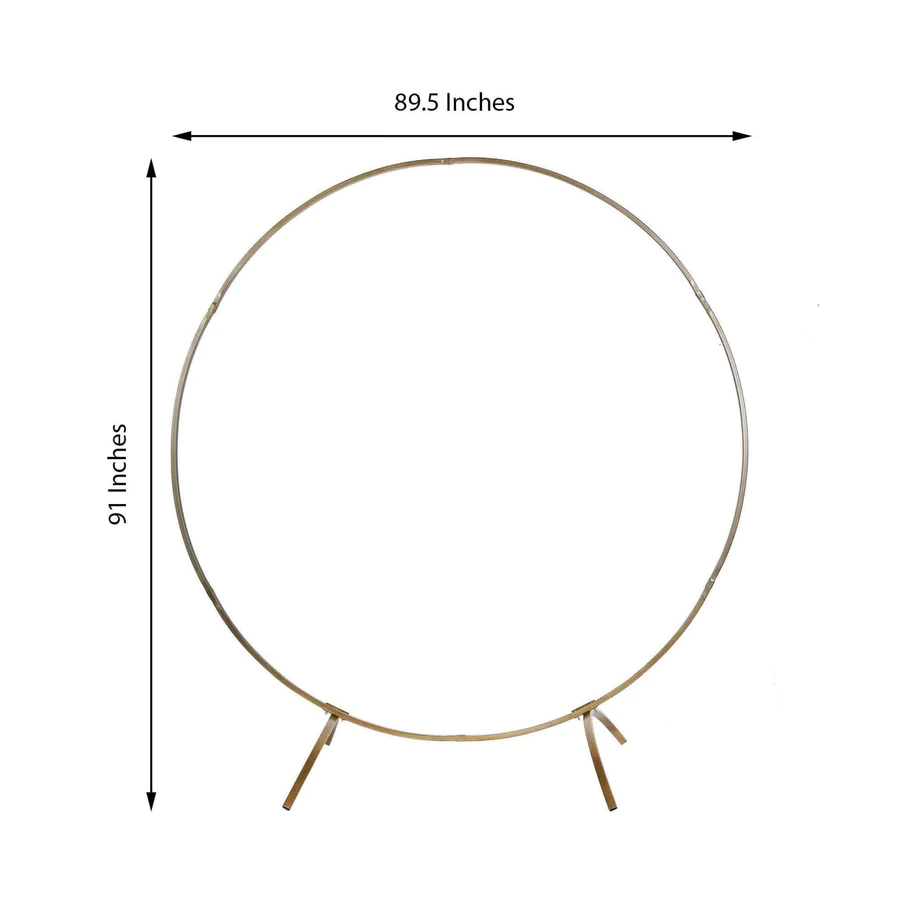 7.5ft Heavy Duty Gold Metal Round Wedding Arch Photo Backdrop Stand