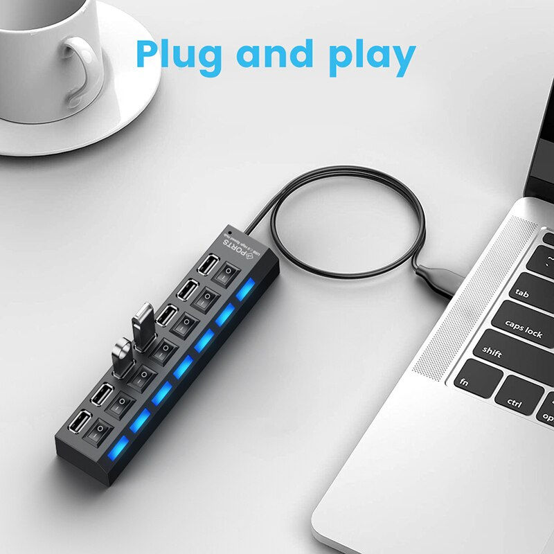 Thumbnail: USB Hub 7-Port Adapter 7-Port 1.1 With Independent Switch Hub 7-Position