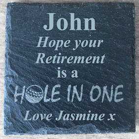 Thumbnail: Personalised GOLF COASTERS Laser Engraved Slate Drinks Coaster
