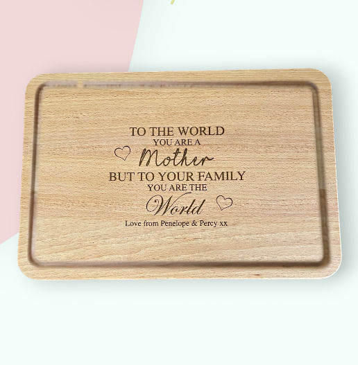 Personalised Laser Engraved Mother's Day Chopping Board, Cheese Board.
