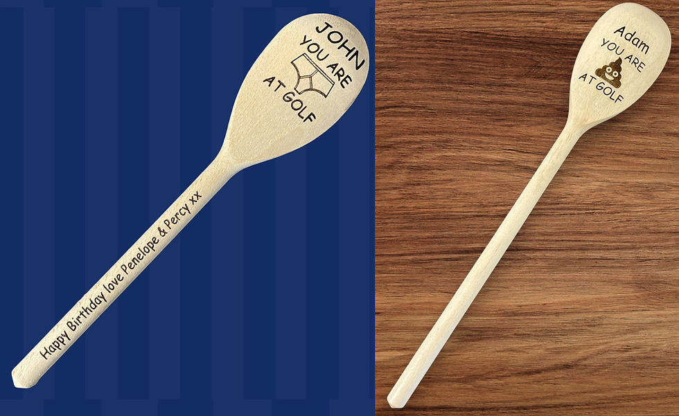 Personalised Laser Engraved "You are Pants/Sh*t at Golf" Wooden Spoon 30.5cm