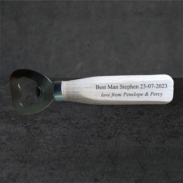 Thumbnail: Laser Engraved Personalised Wooden Bottle Opener