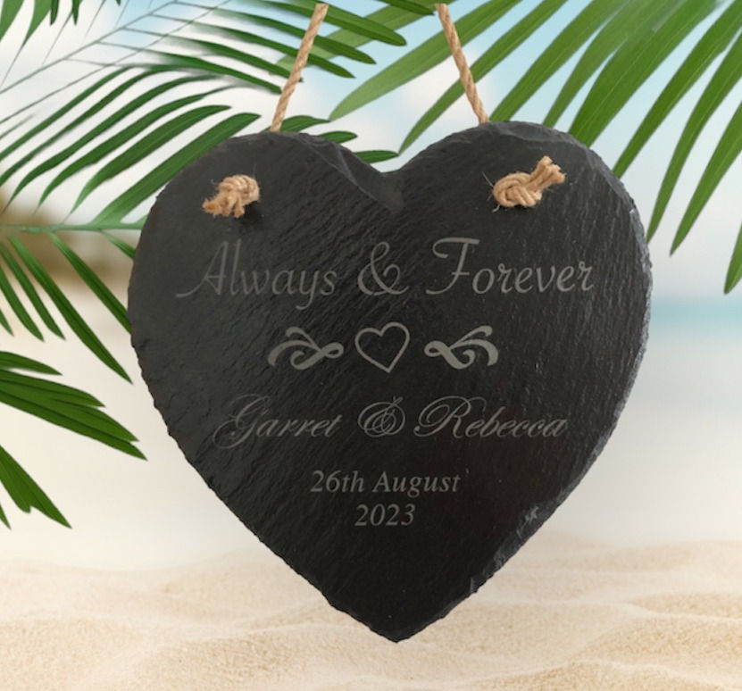 Personalised Wedding Laser Engraved Wedding Slate Plaque