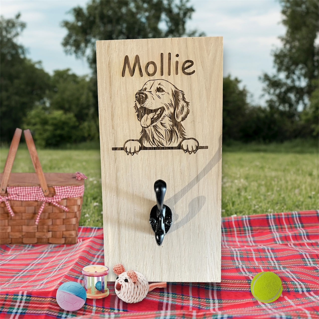 Personalised Laser Engraved Dog Lead Holder ANY BREED