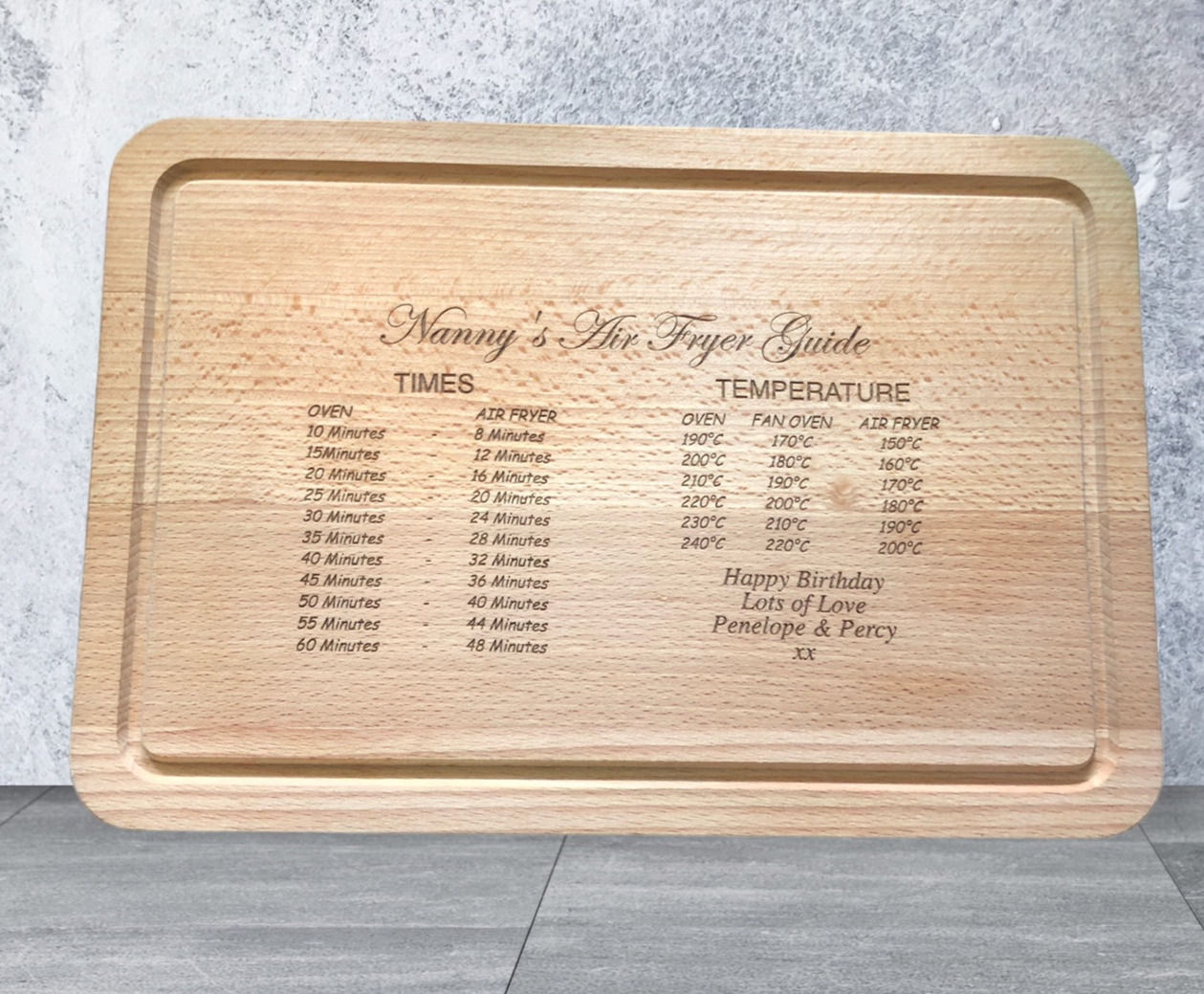 Laser Engraved AIR FRYER CONVERSION Wooden Chopping Board