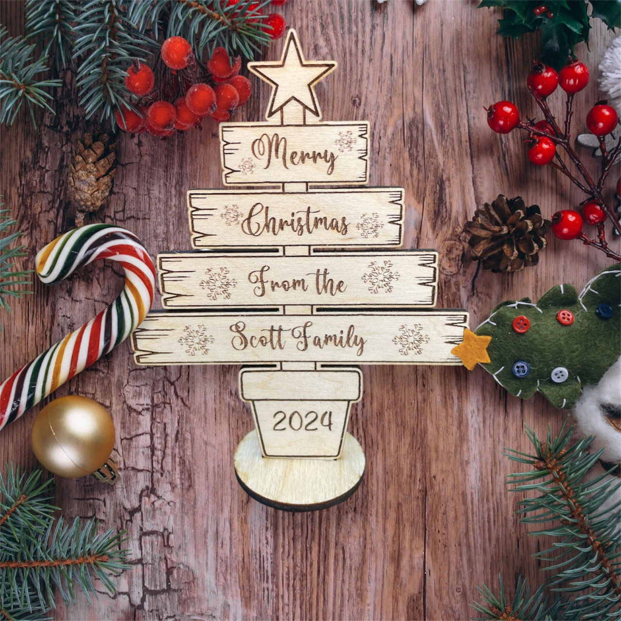 Personalised Laser Engraved Christmas Tree Ornament