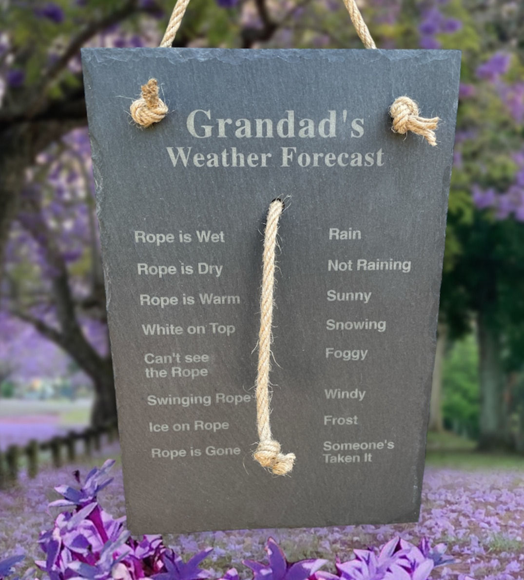 Large Personalised Hanging Weather forecast slate Funny Weather