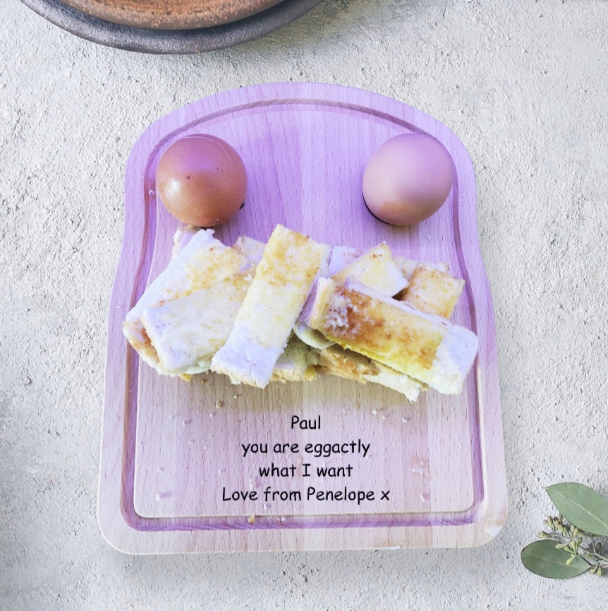 Thumbnail: Personalised Wooden Toast Shape Dippy Egg & Toast Breakfast Board