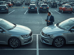 Kfz-Gutachter prüft Schäden nach Parkplatzunfall in Leipzig Innenstadt oder Einkaufszentrum