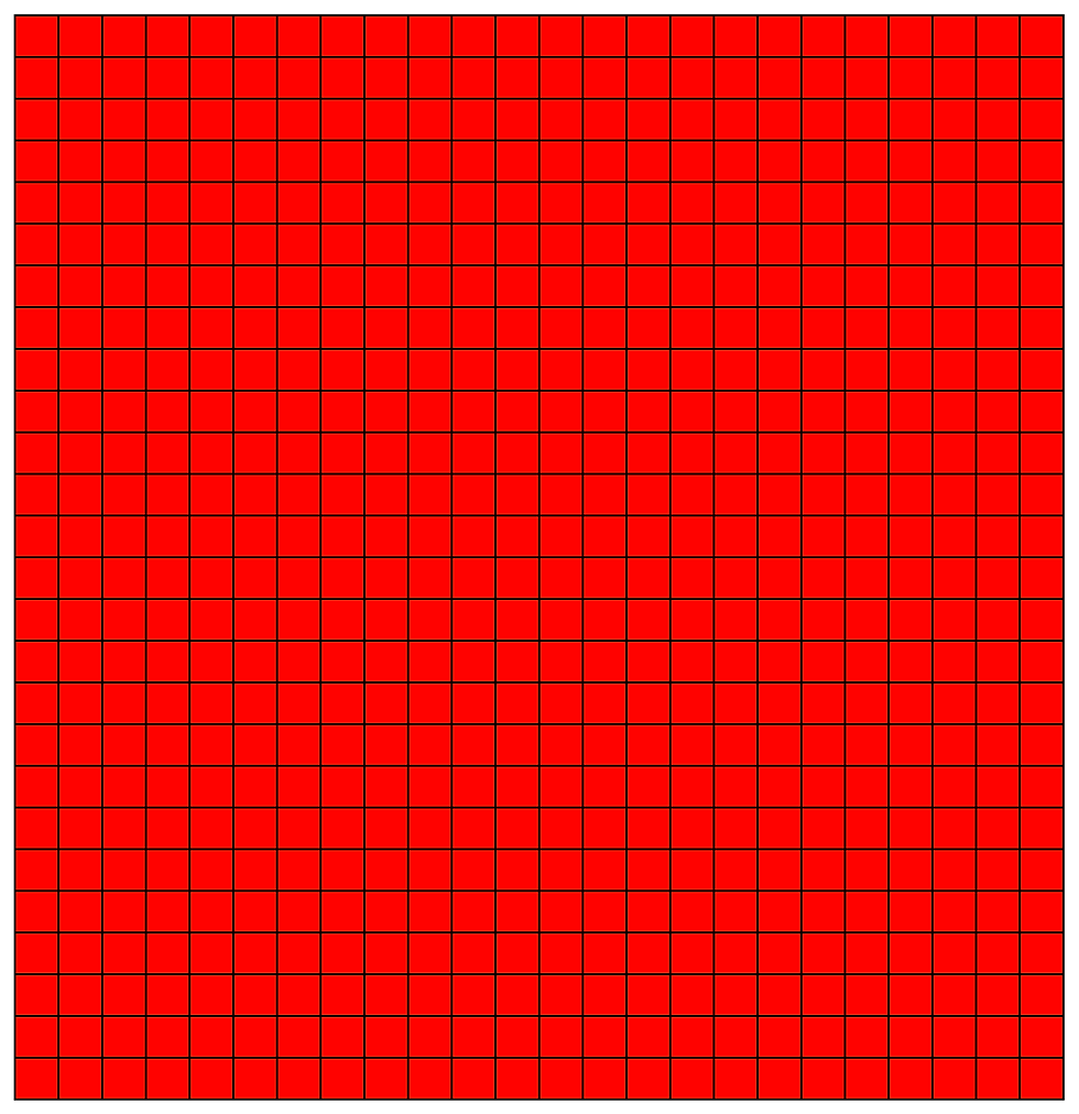 Square World is red because each individual square is red.