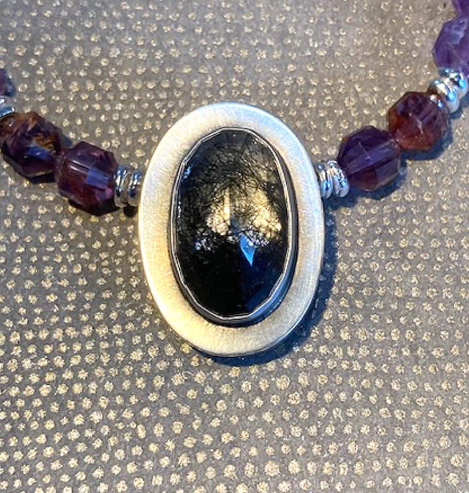 Rutile quartz and Amethyst necklace.