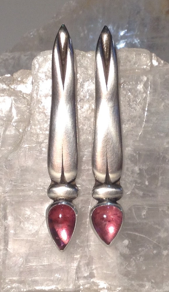 Pink Tourmaline, Dragonfly earrings