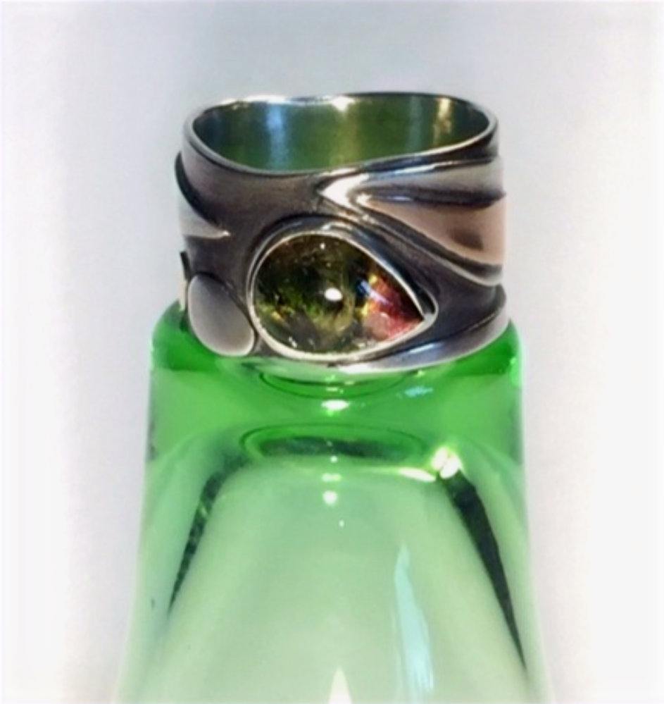 bi-colour Tourmaline silver and rose gold