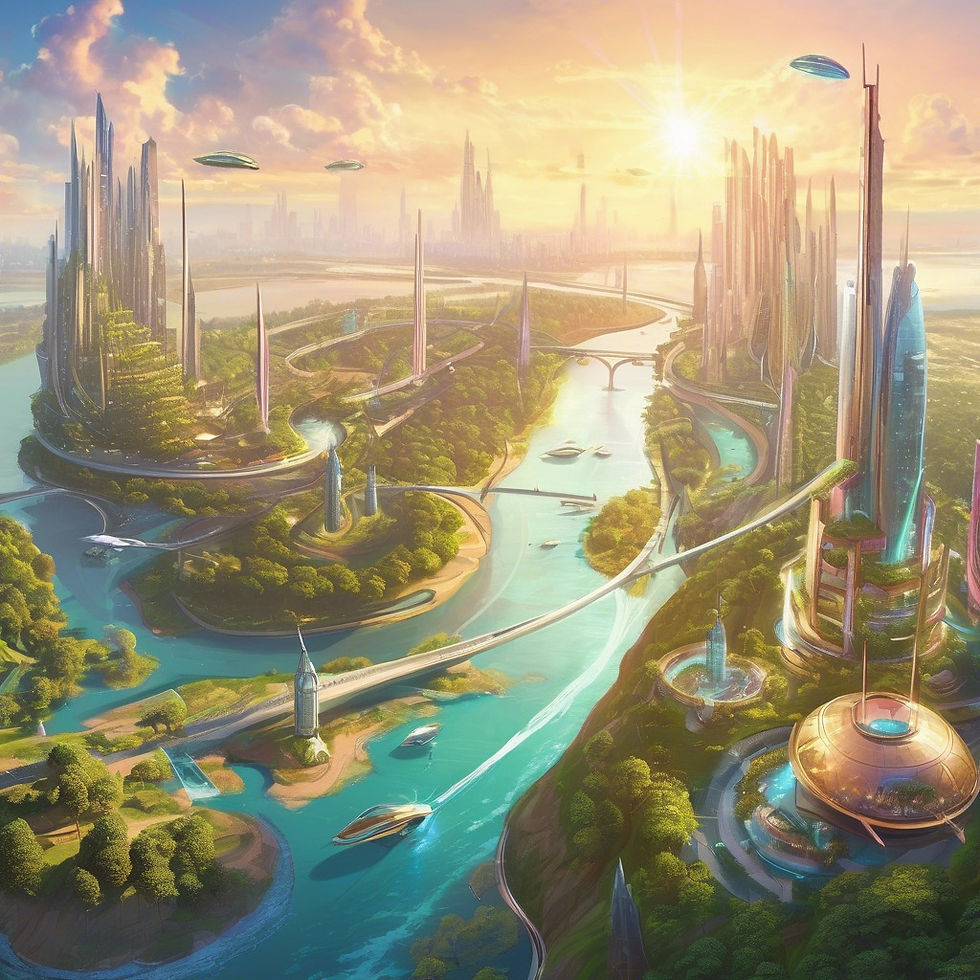futuristic city with flying cars, rivers, trees, and unicorns.jpg
