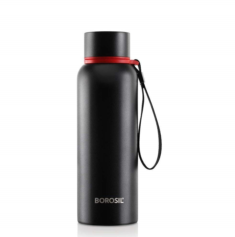 Borosil Trek 500 ML Stainless Steel Vacuum Insulated Flask Water bottle, Black