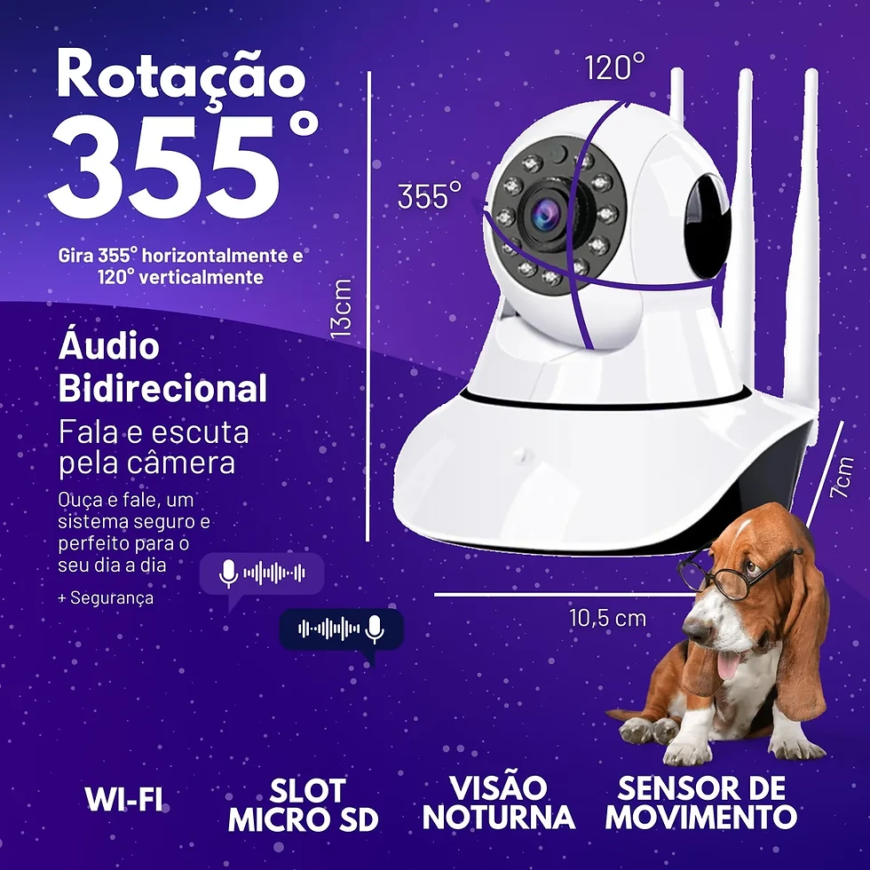 Miniatura: Câmera Wi-fi Segurança Babá Pet de Estimação Eletrônica 360°