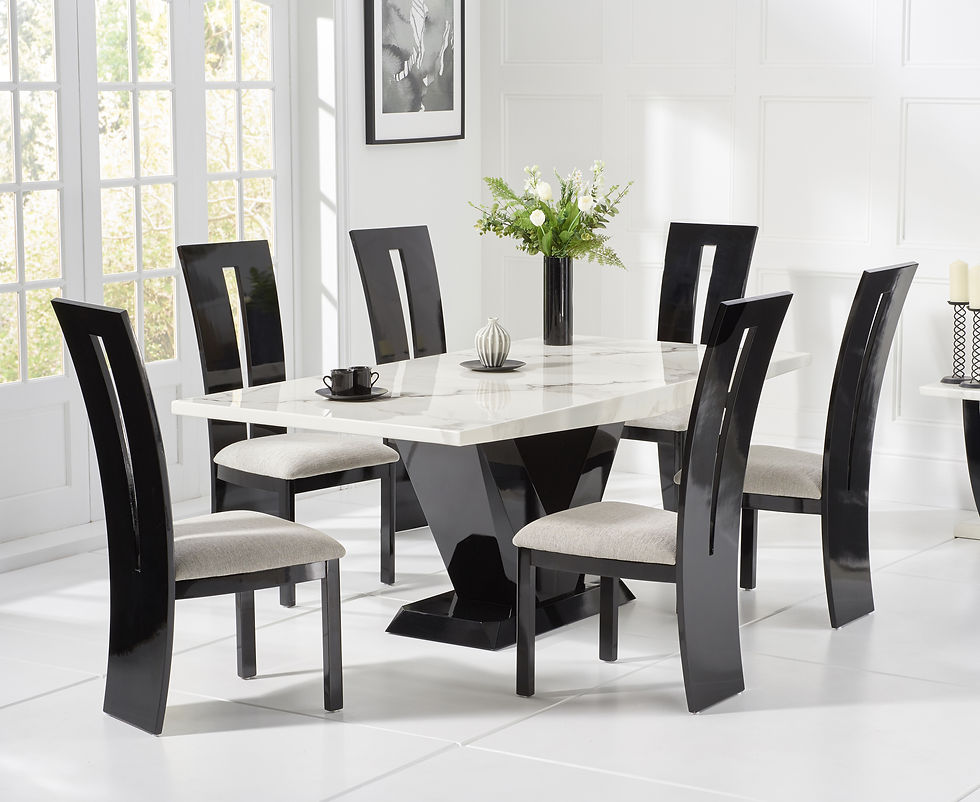 Thumbnail: Valencia 200cm White Marble Dining Set
