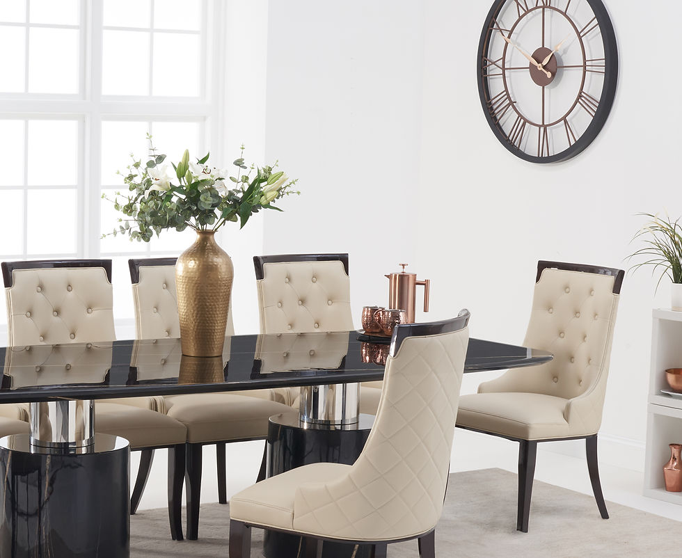 Thumbnail: Adelina 220cm (Black Marble Table) Dining Set