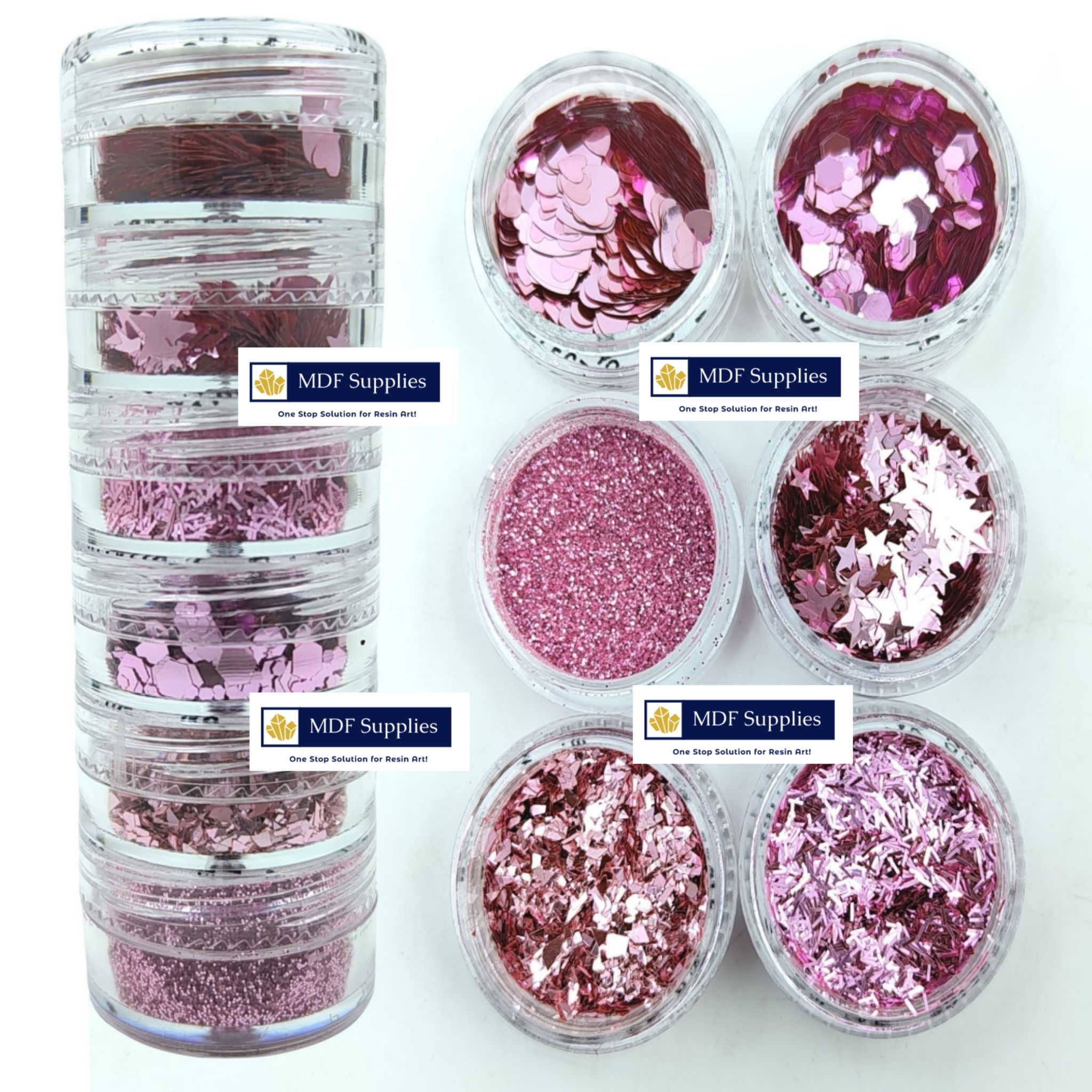 Flamingo Bright Pink🦩 glitter 6 in 1 different shape glitter 