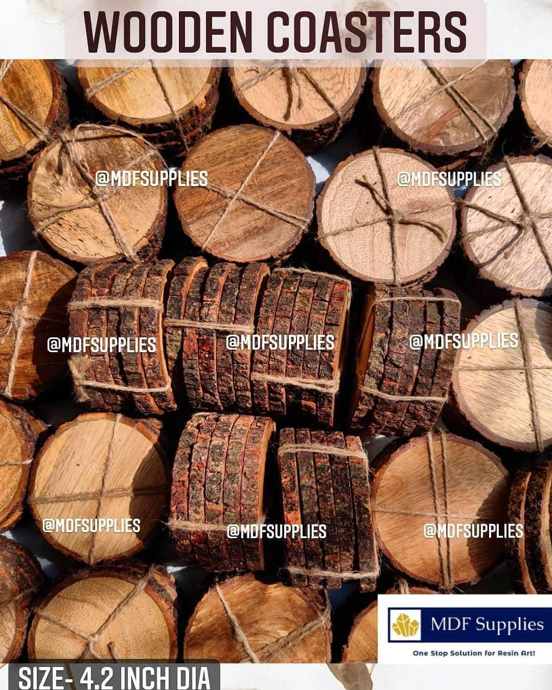 Wooden Round Coaster with natural bark