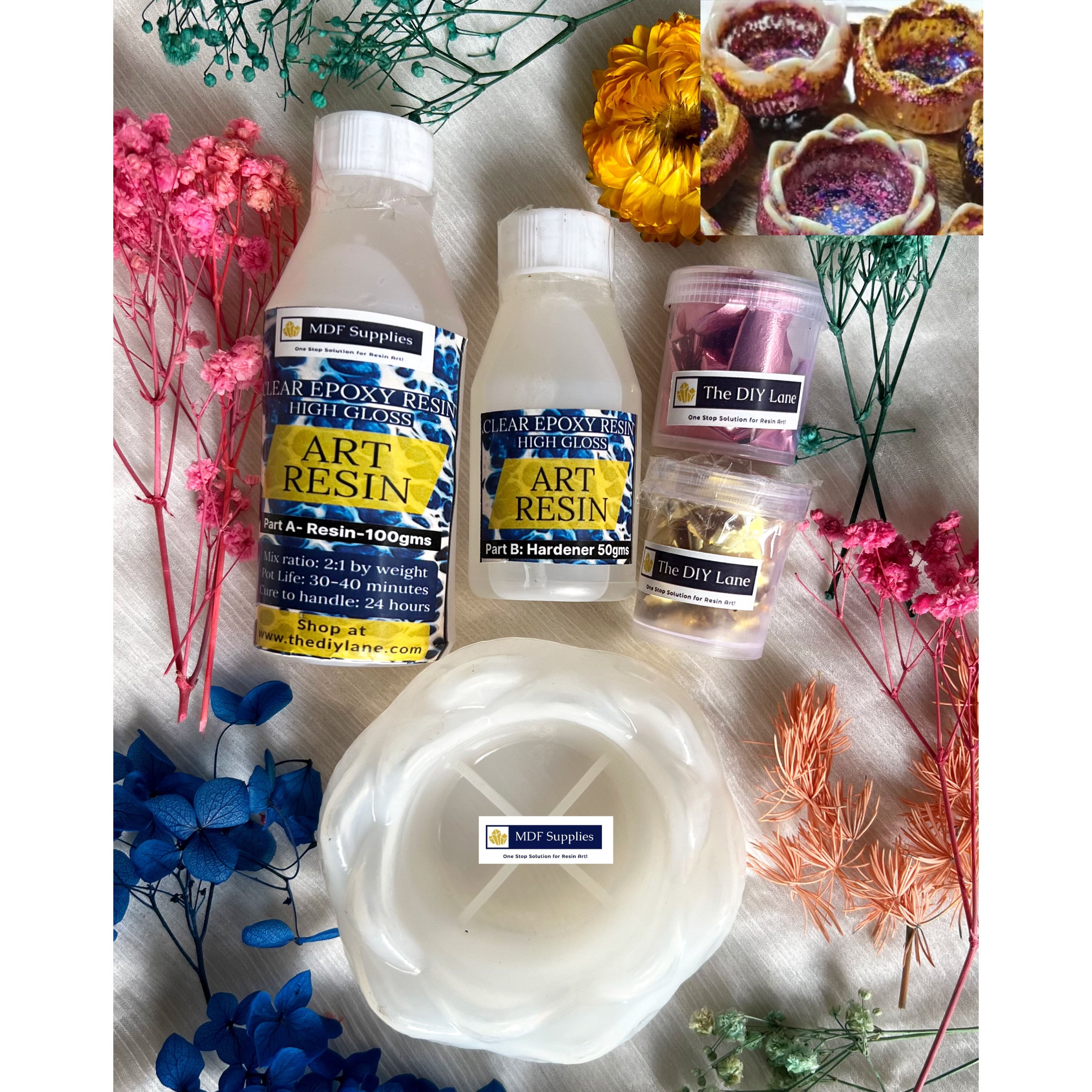 Diwali Lotus Tealight Making Resin Kit B 