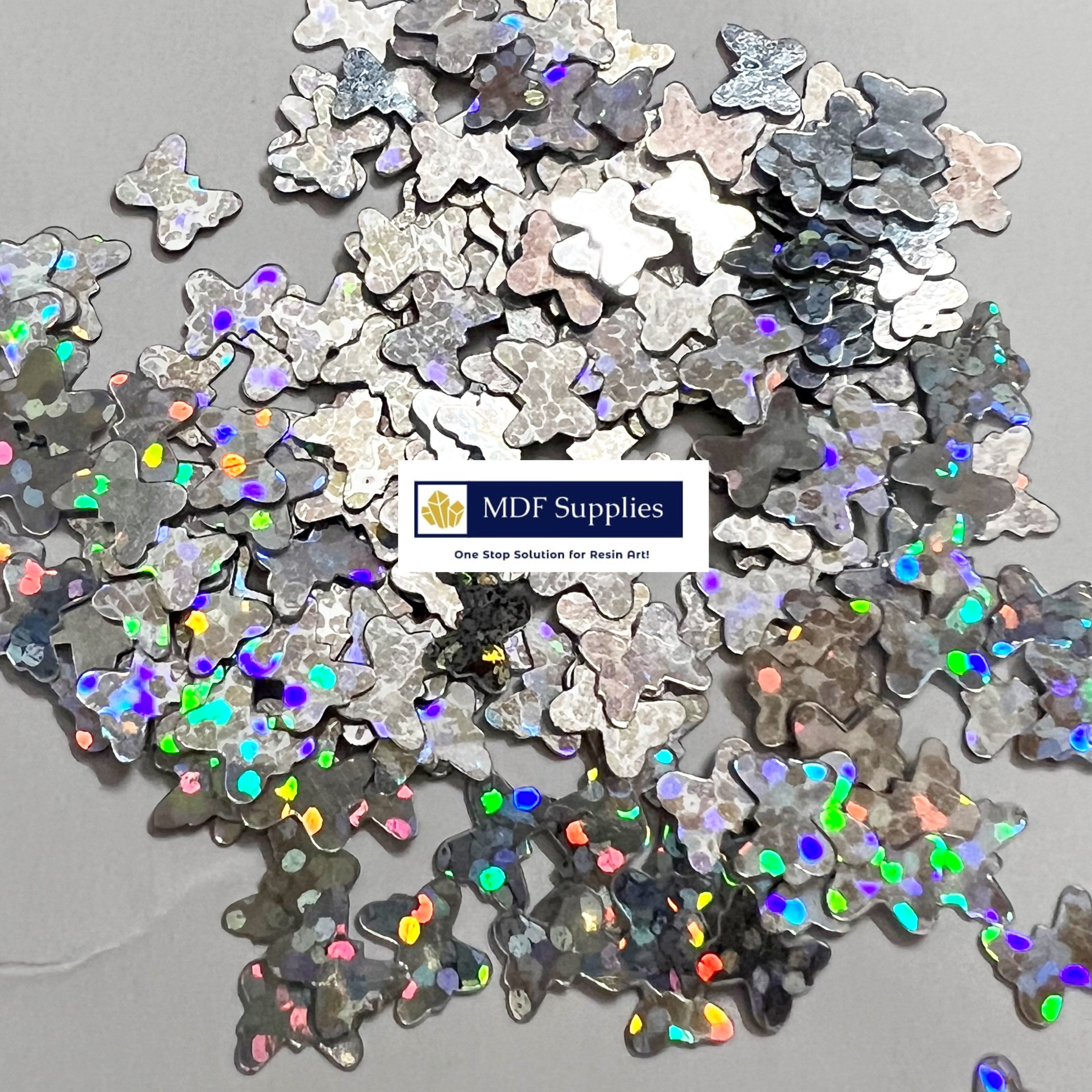 Silver Holographic Butterfly Shaped Glitter Chunks for shakers